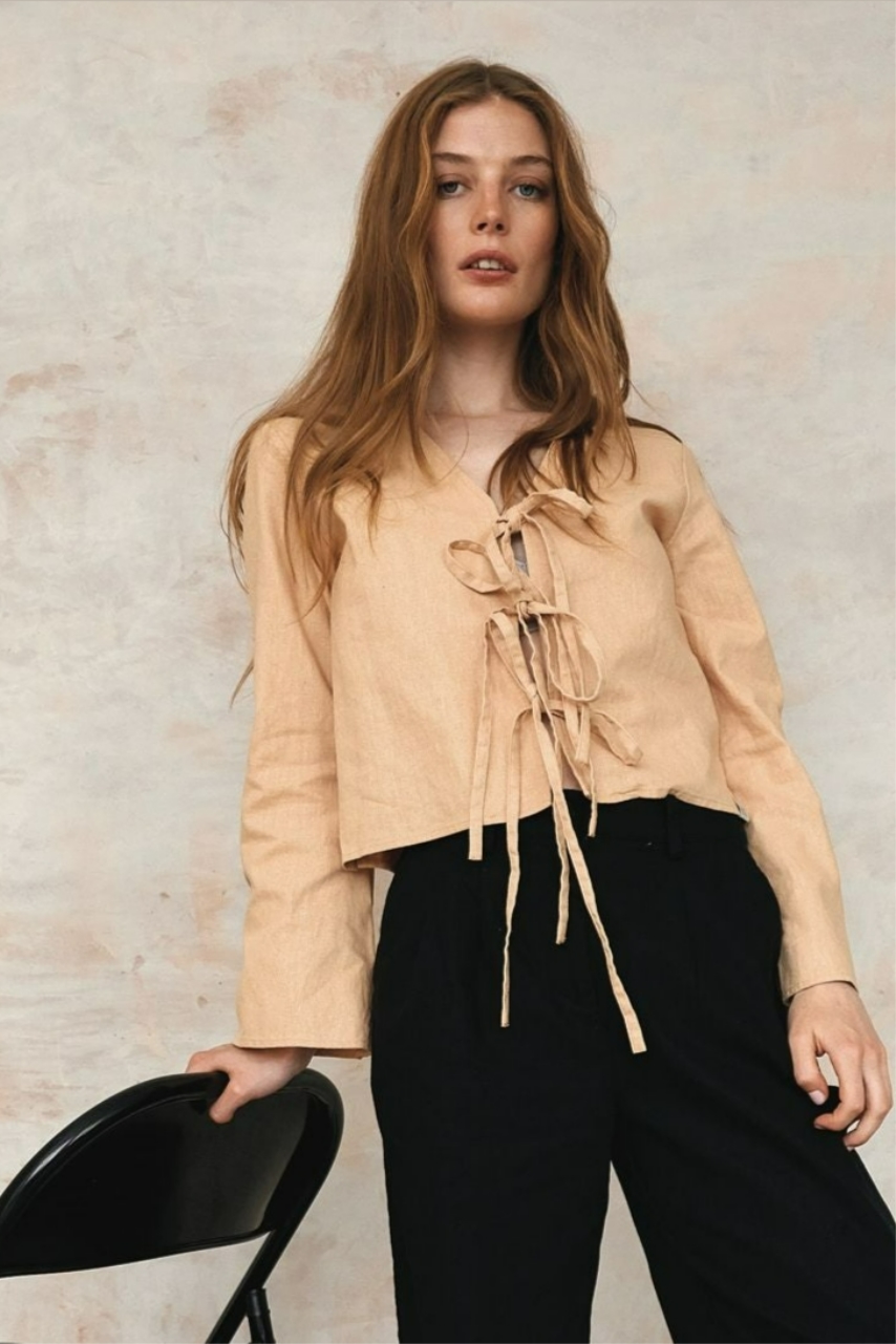 KOMODO Damen vegan Top Tie Front Savannah Blend Sand