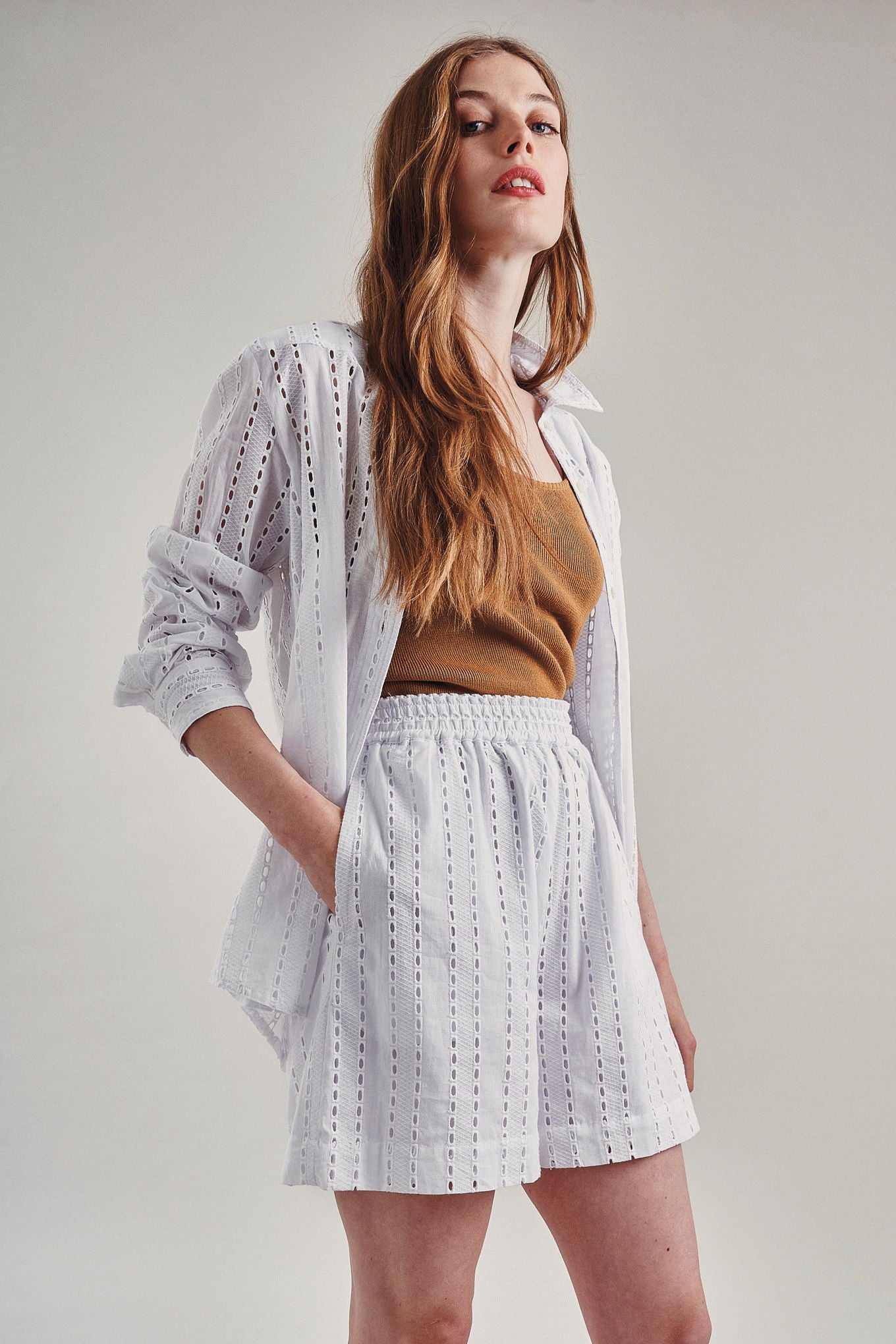 KOMODO Damen vegan Hemd Rio Broderie Anglaise Weiß