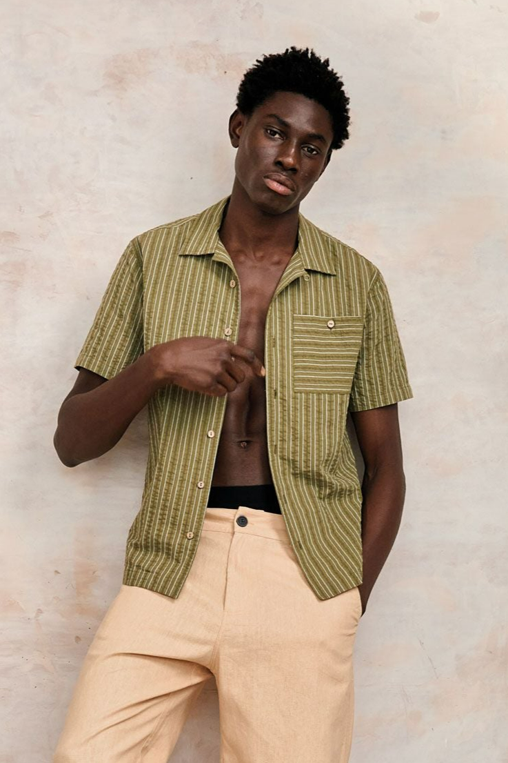 KOMODO Herren vegan Hemd Spindrift Stripe Grün