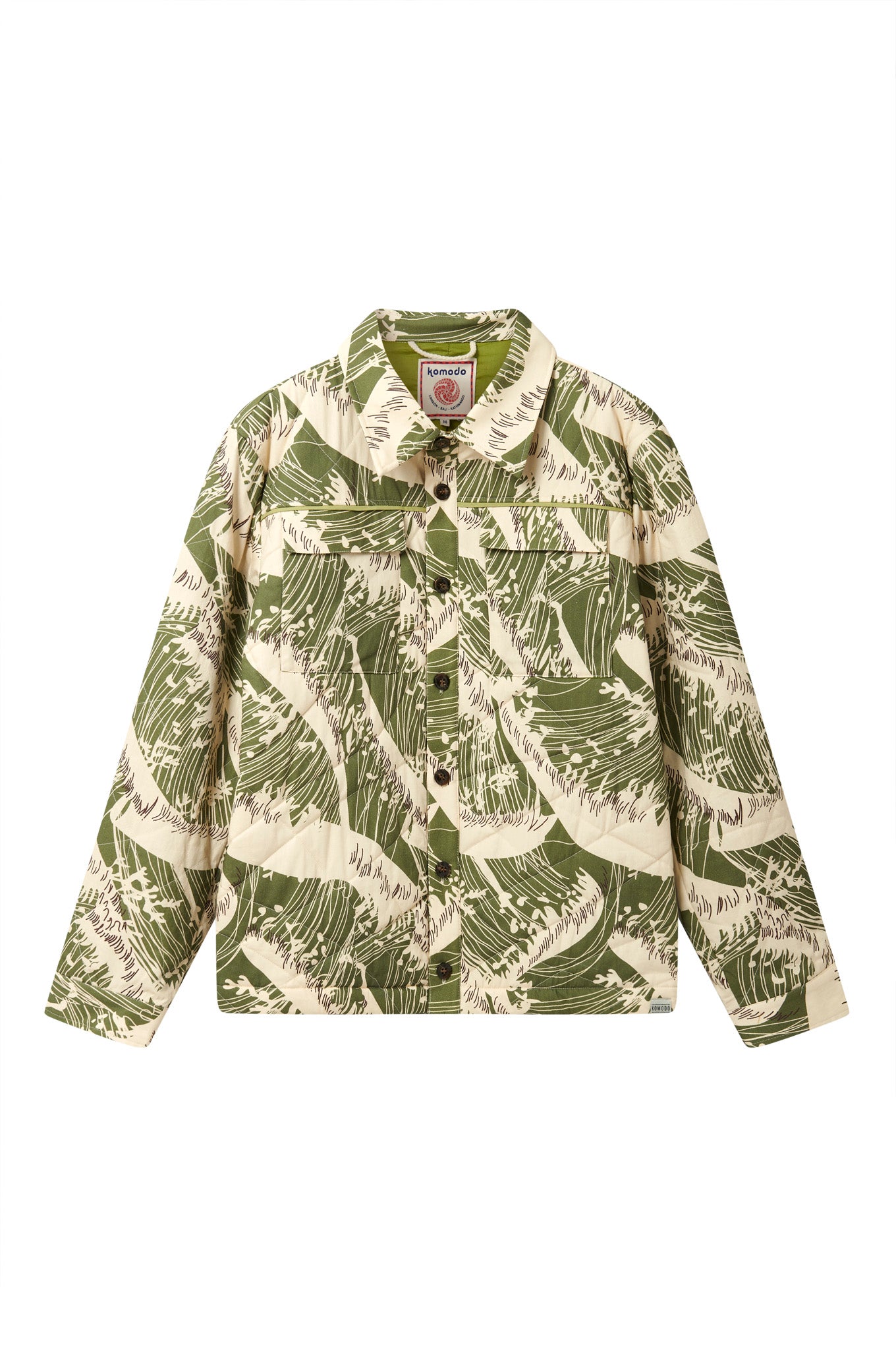 KOMODO Herren vegan Jacke Kaviar Wave Print Grün