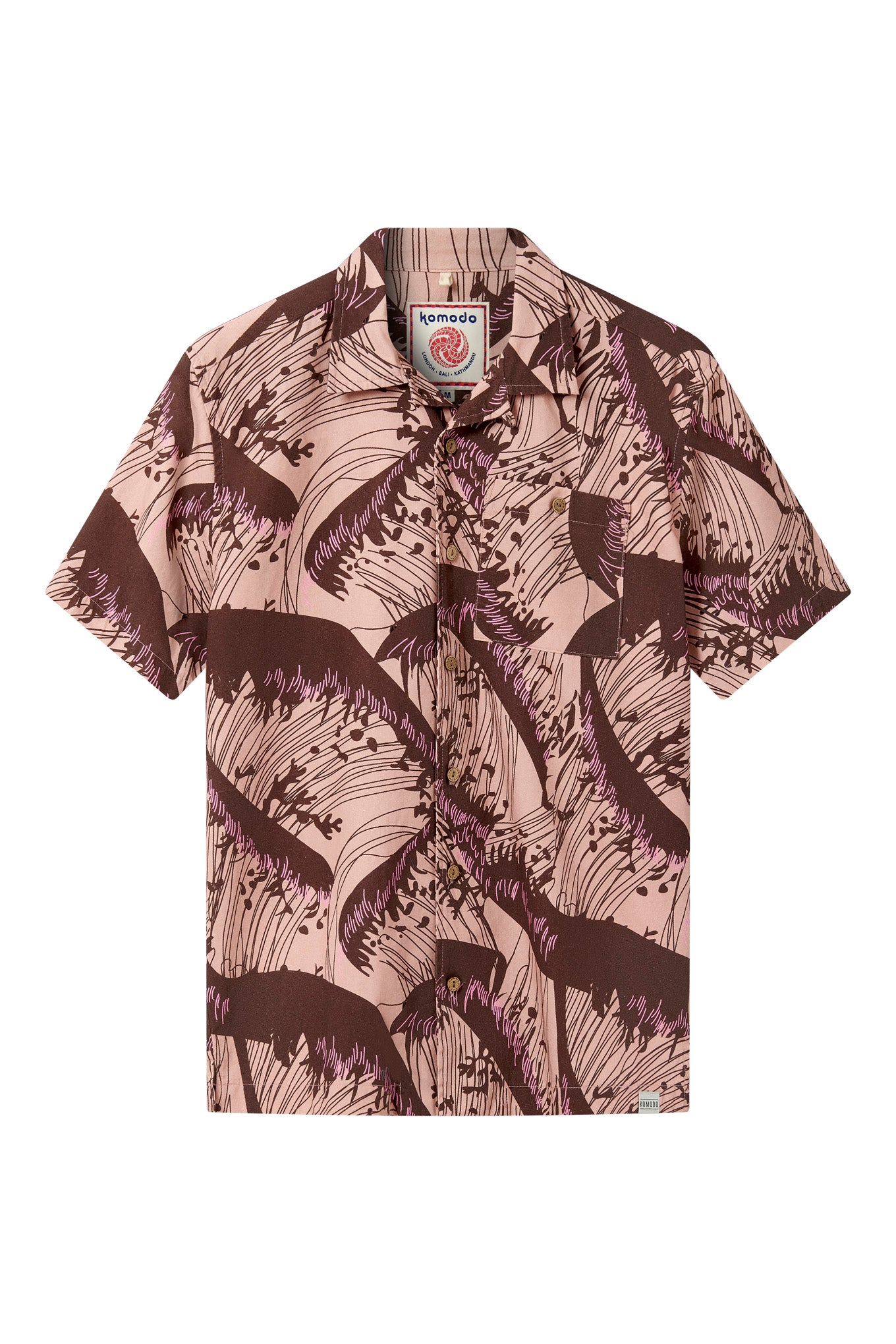 KOMODO Herren vegan Shirt Spindrift Wave Print Rosa