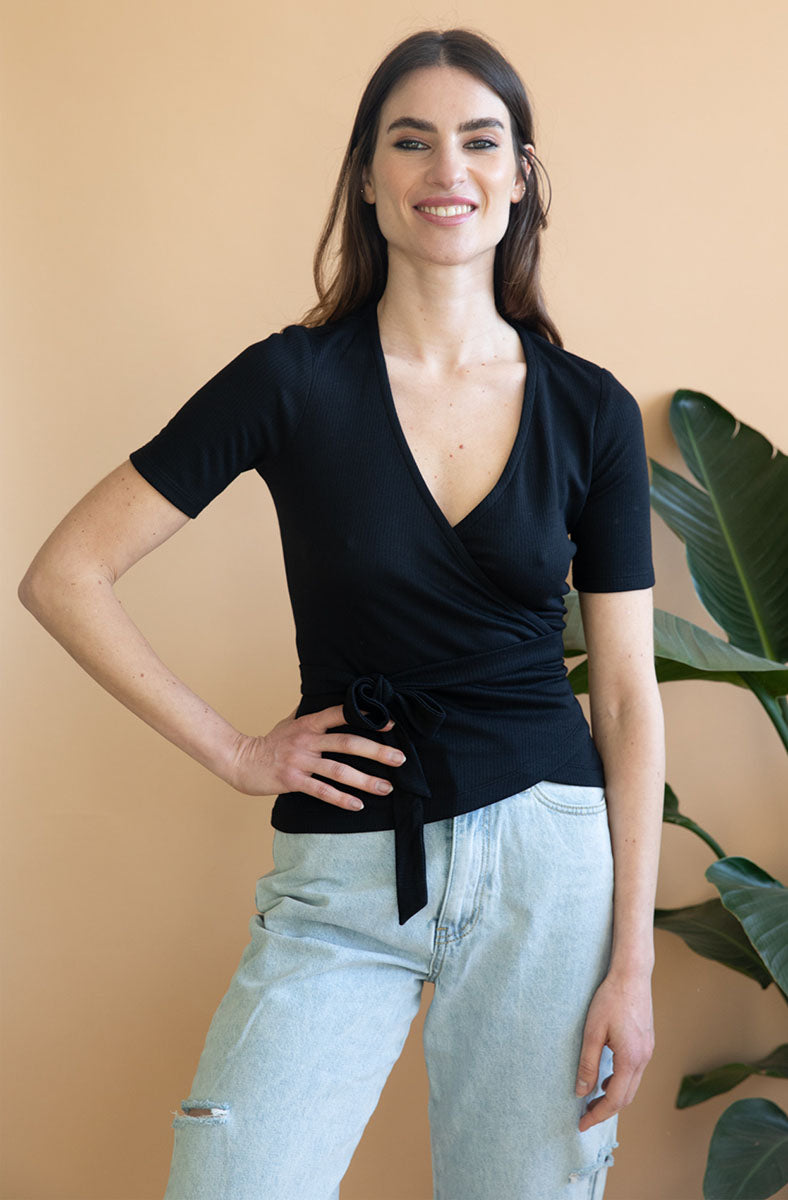 Avani Damen vegan Wickeltop Olivier Schwarz
