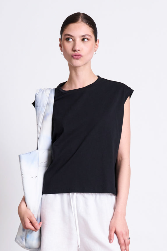 98397 - JAN N JUNE Damen vegan T-Shirt Ovar Schwarz