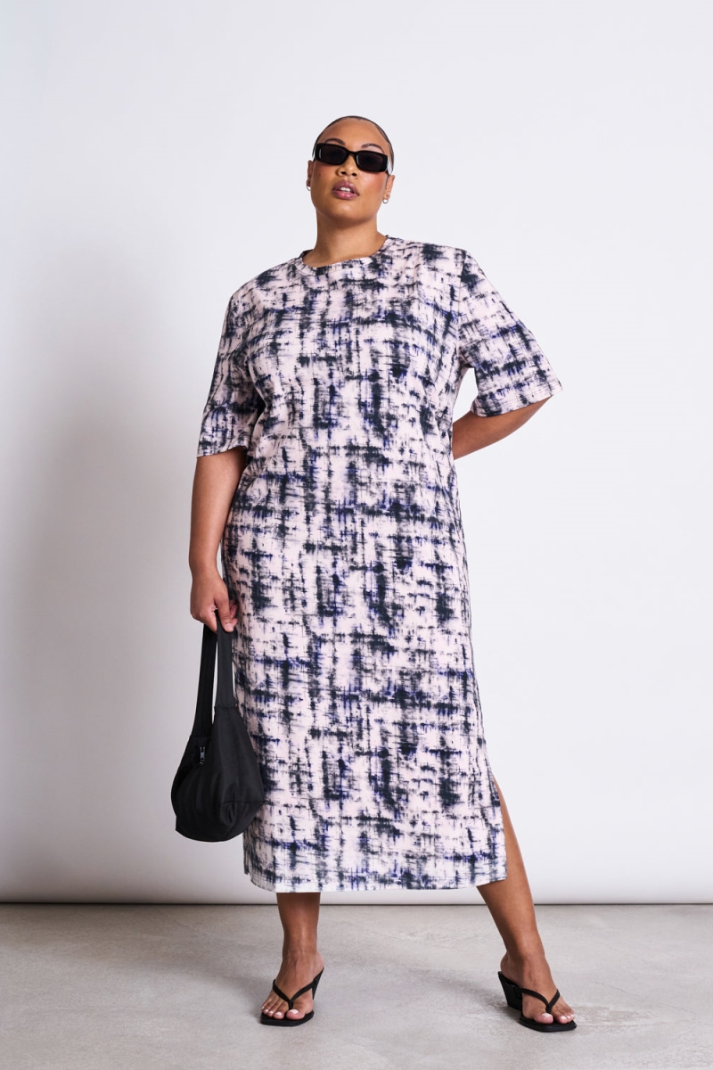 98427 - JAN N JUNE Damen vegan Kleid Shirt Crovie Melted Print