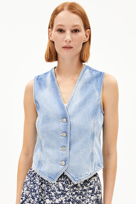 ARMEDANGELS Damen vegan Weste Sineriaa Atlas Blau