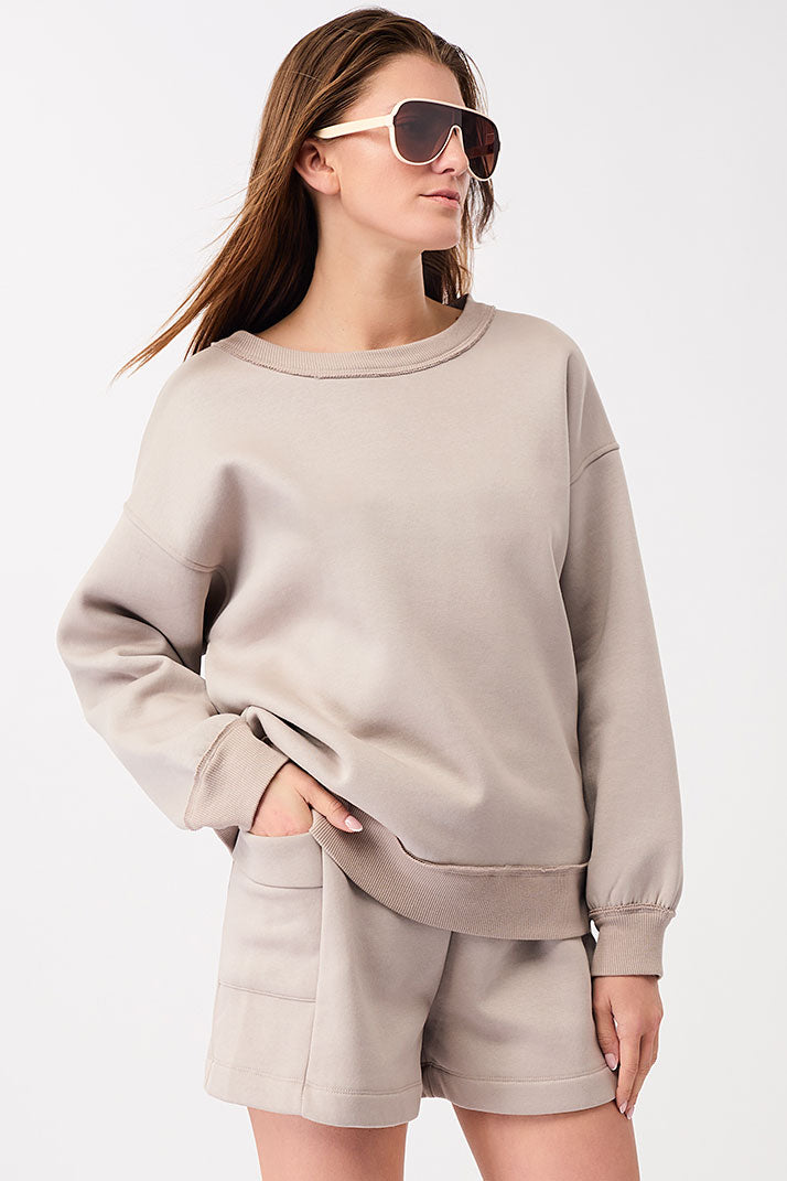 Mandala Damen vegan Sweatshirt Simple Ocean Sand Beige