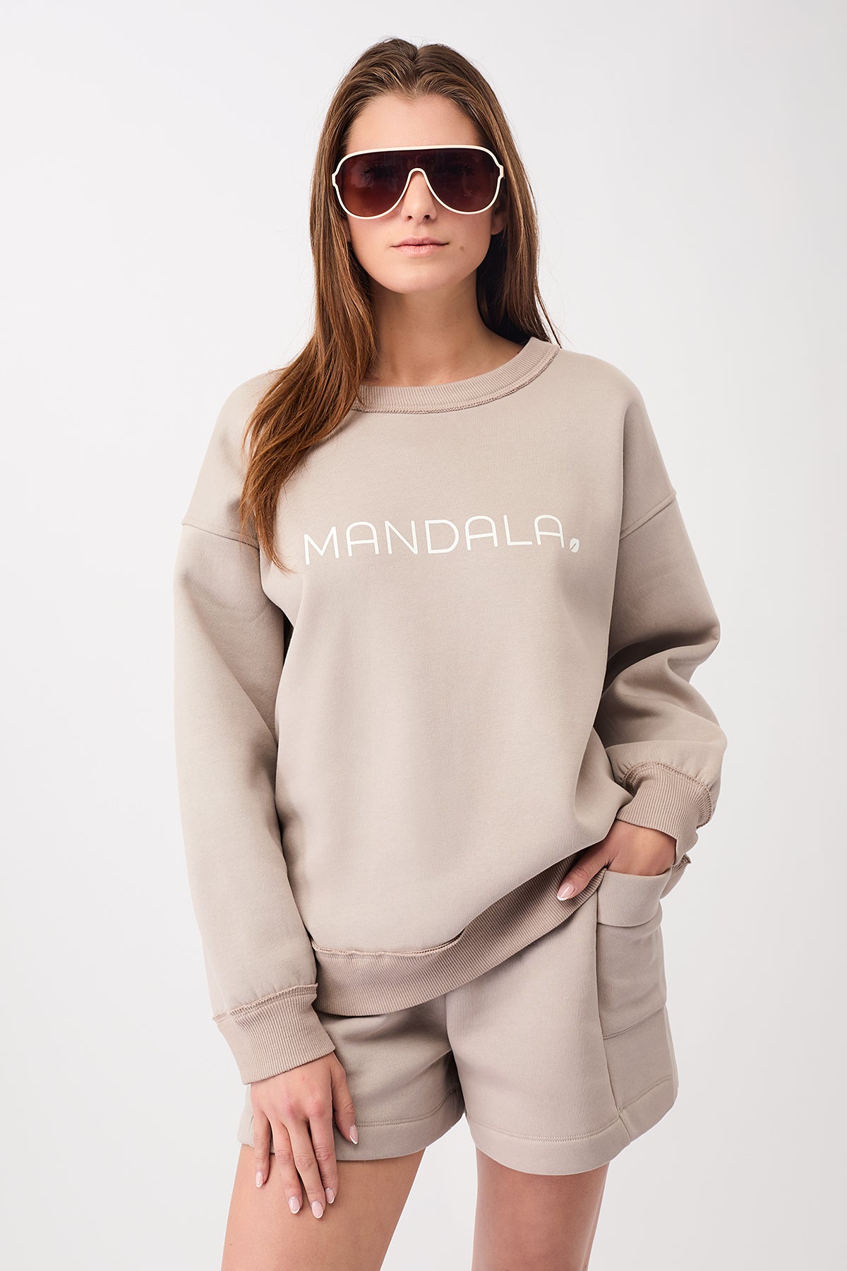 Mandala Damen vegan Pullover Ocean Sand Beige