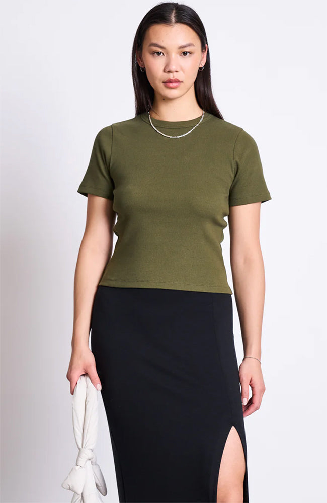JAN N JUNE JAN 'N JUNE Damen vegan T-Shirt Rib Nile Dark Olive