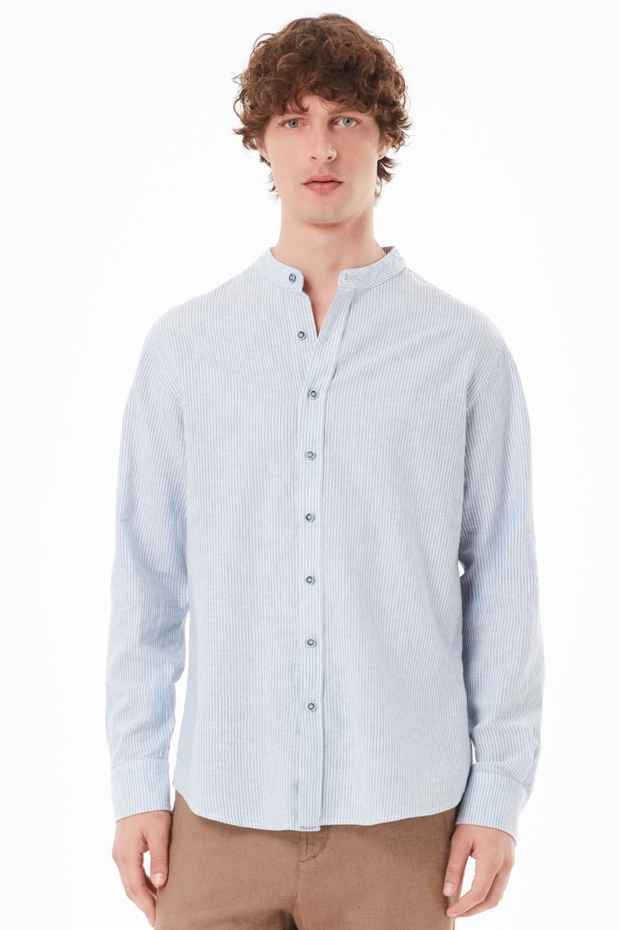 ORGANICATION Herren vegan Hemd Blau Off White