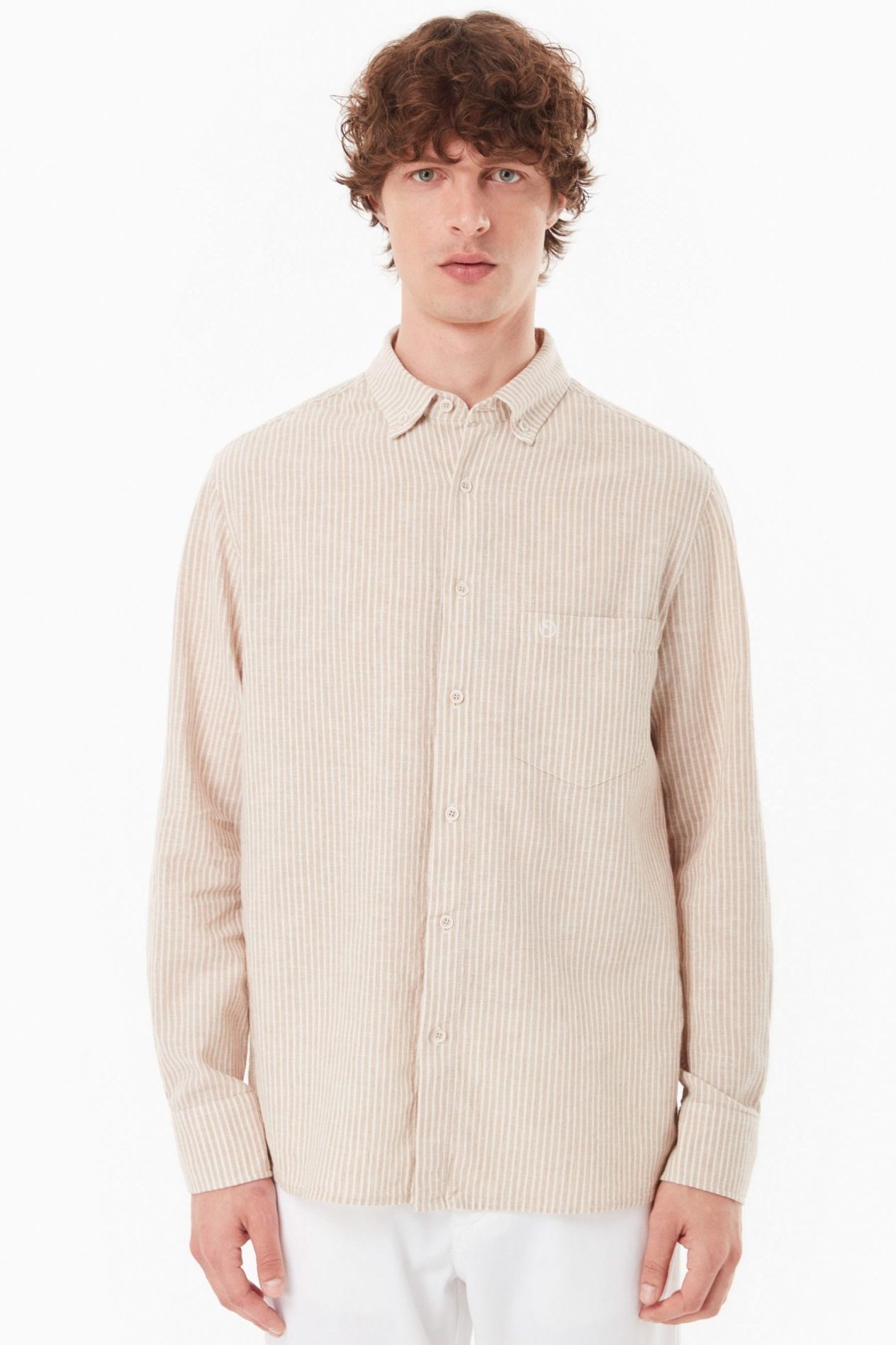 ORGANICATION Herren vegan Hemd Beige/Off White