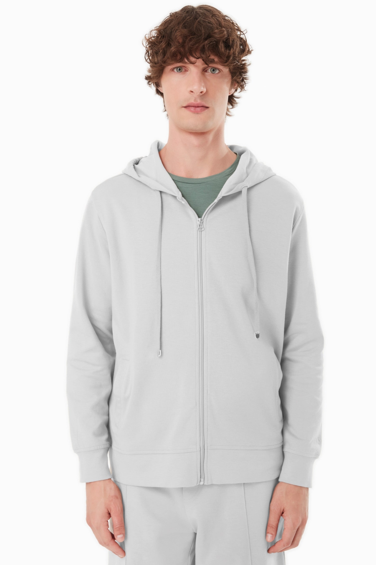 ORGANICATION Herren vegan Kapuzenjacke Sweat Hellgrau