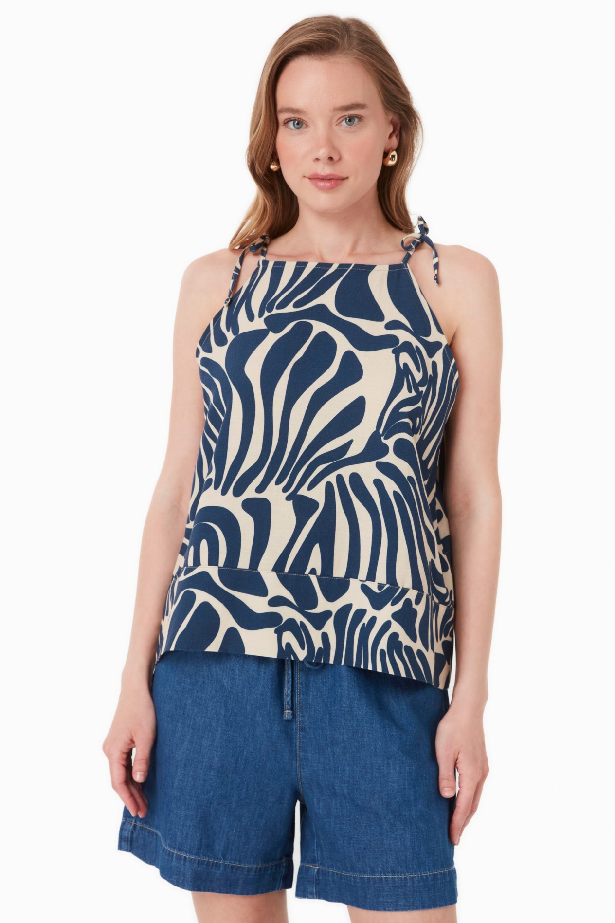 ORGANICATION Damen vegan Top Mit Muster Abstrakt