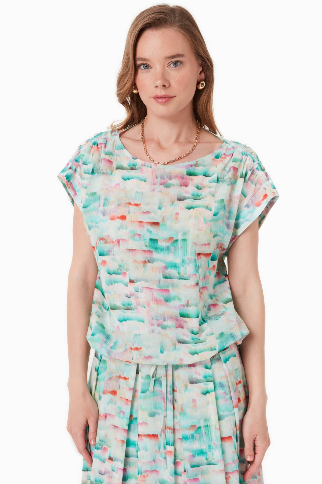 Image of ORGANICATION dames vegan Blouse Crinkle Voile Geborsteld