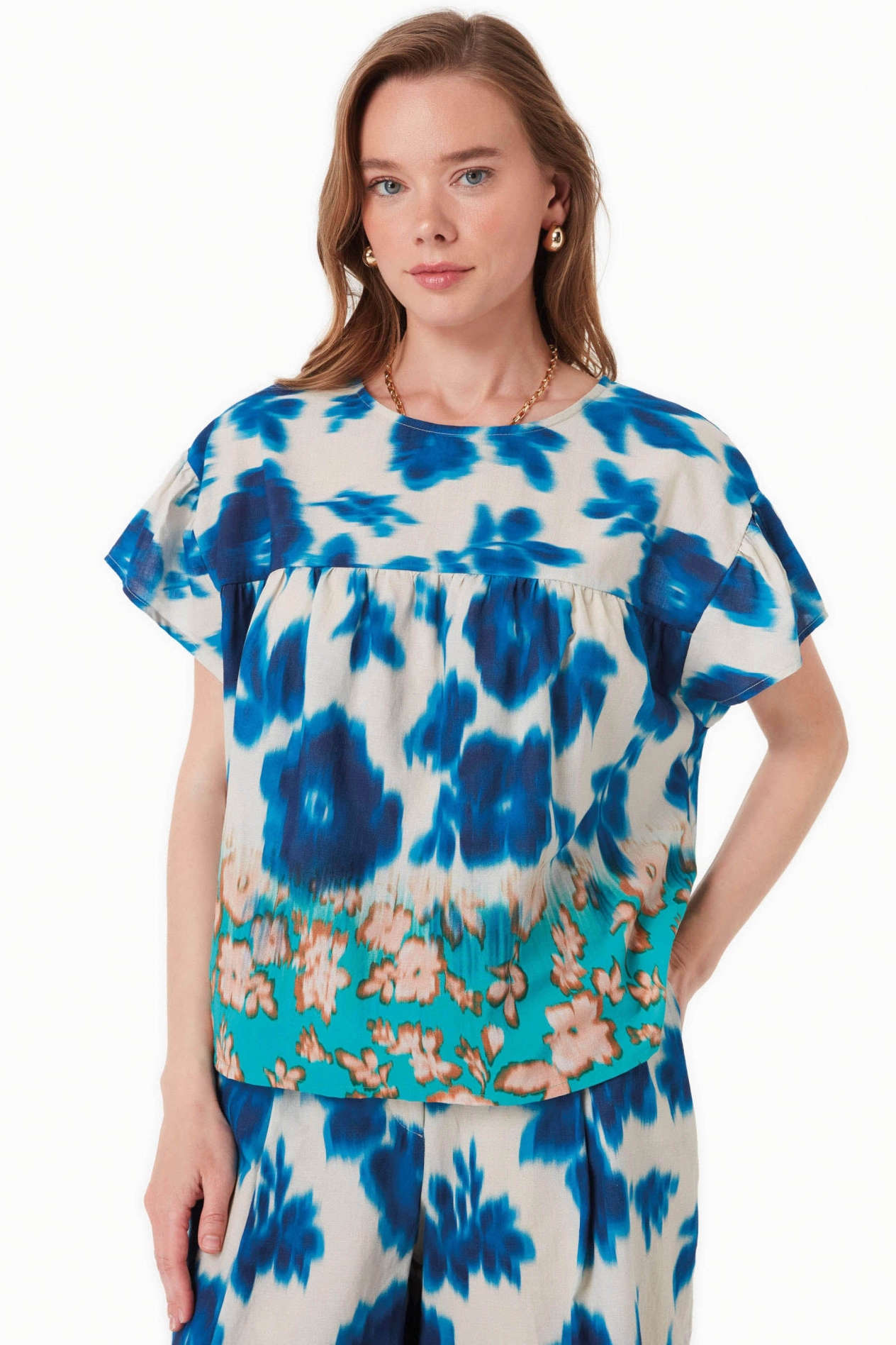 Image of ORGANICATION dames vegan Blouse Voile Vage Bloemen