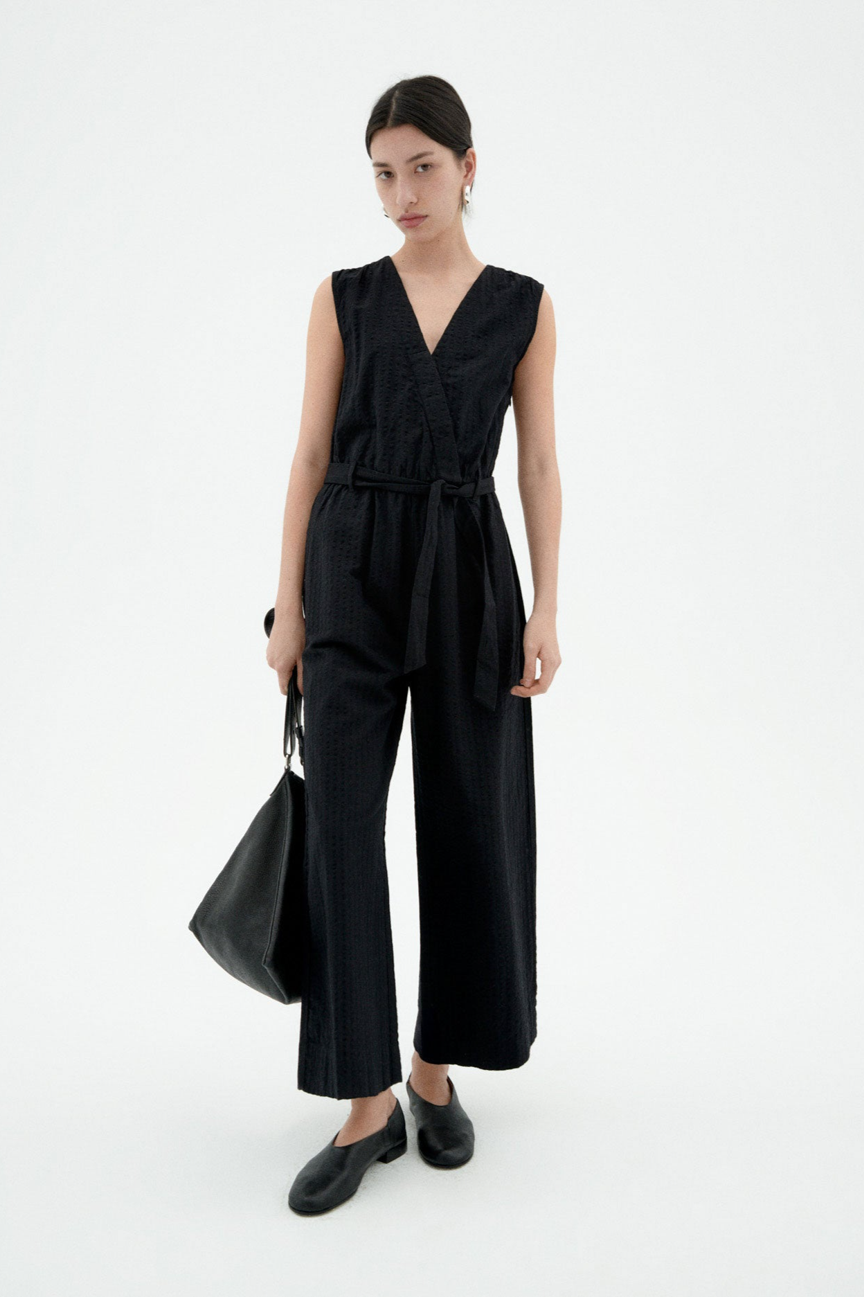 Thinking mu Damen vegan Jumpsuit Seersucker Winona Schwarz