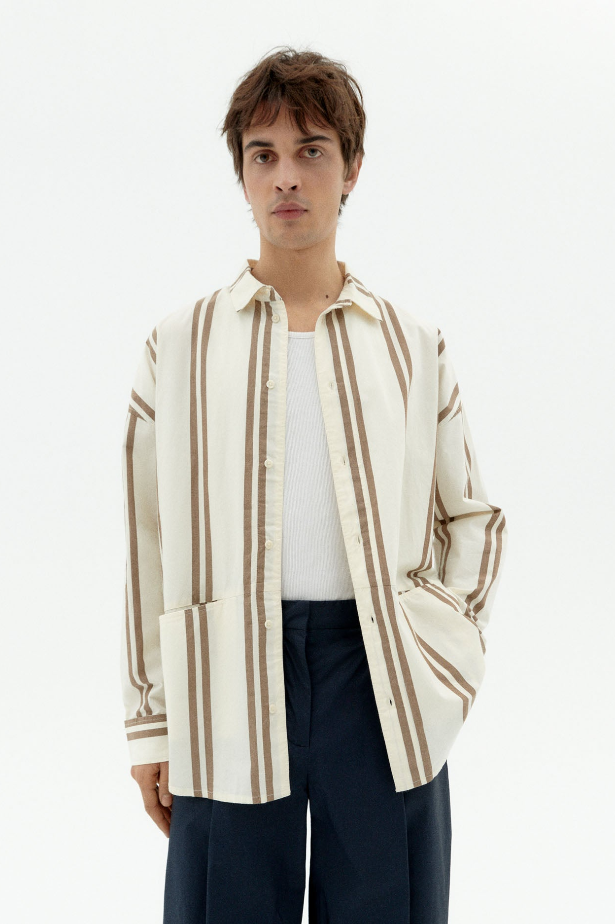 Thinking MU Herren vegan Hemd Jim Brown Gestreift