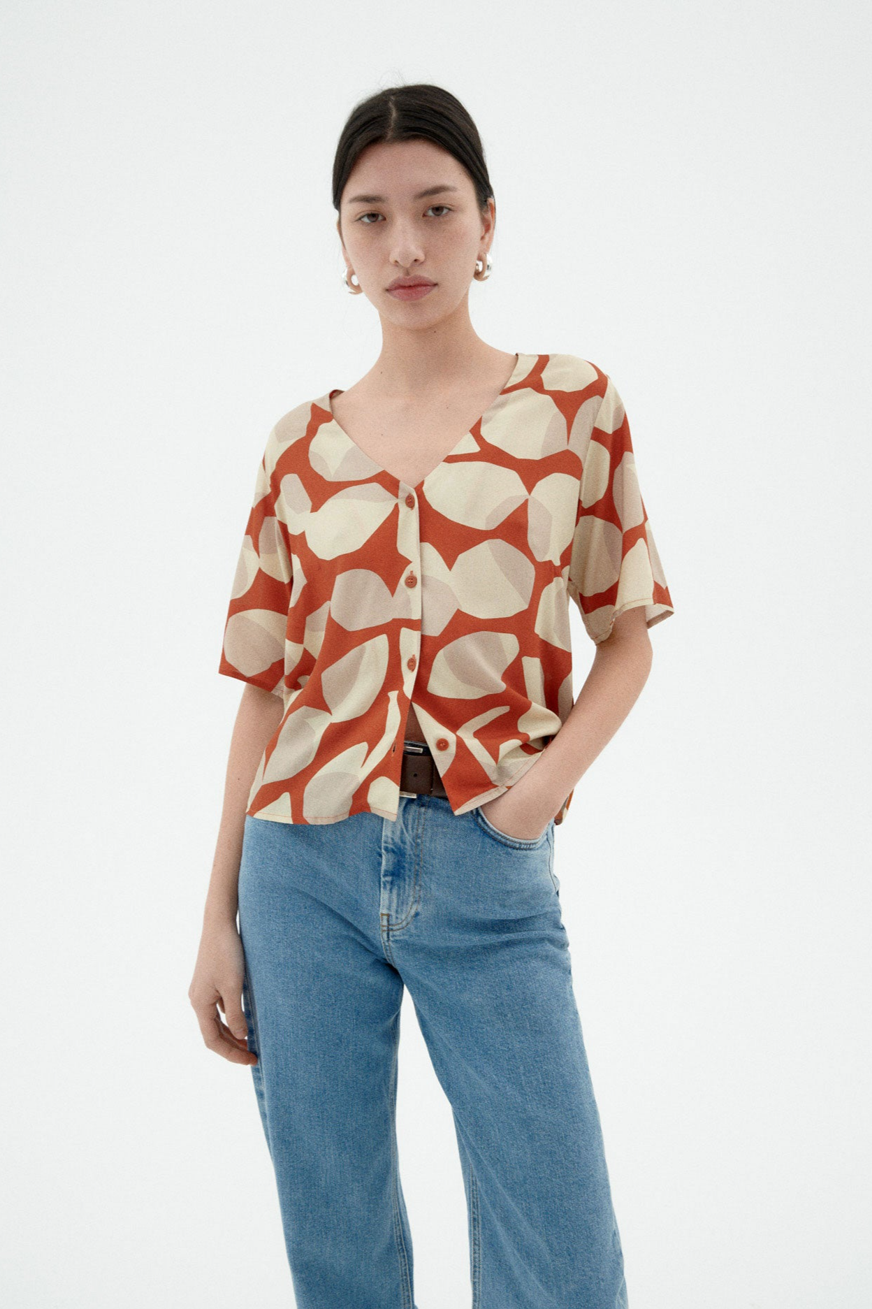 Image of Thinking MU dames vegan Blouse Libelleblad Licht Multicolor