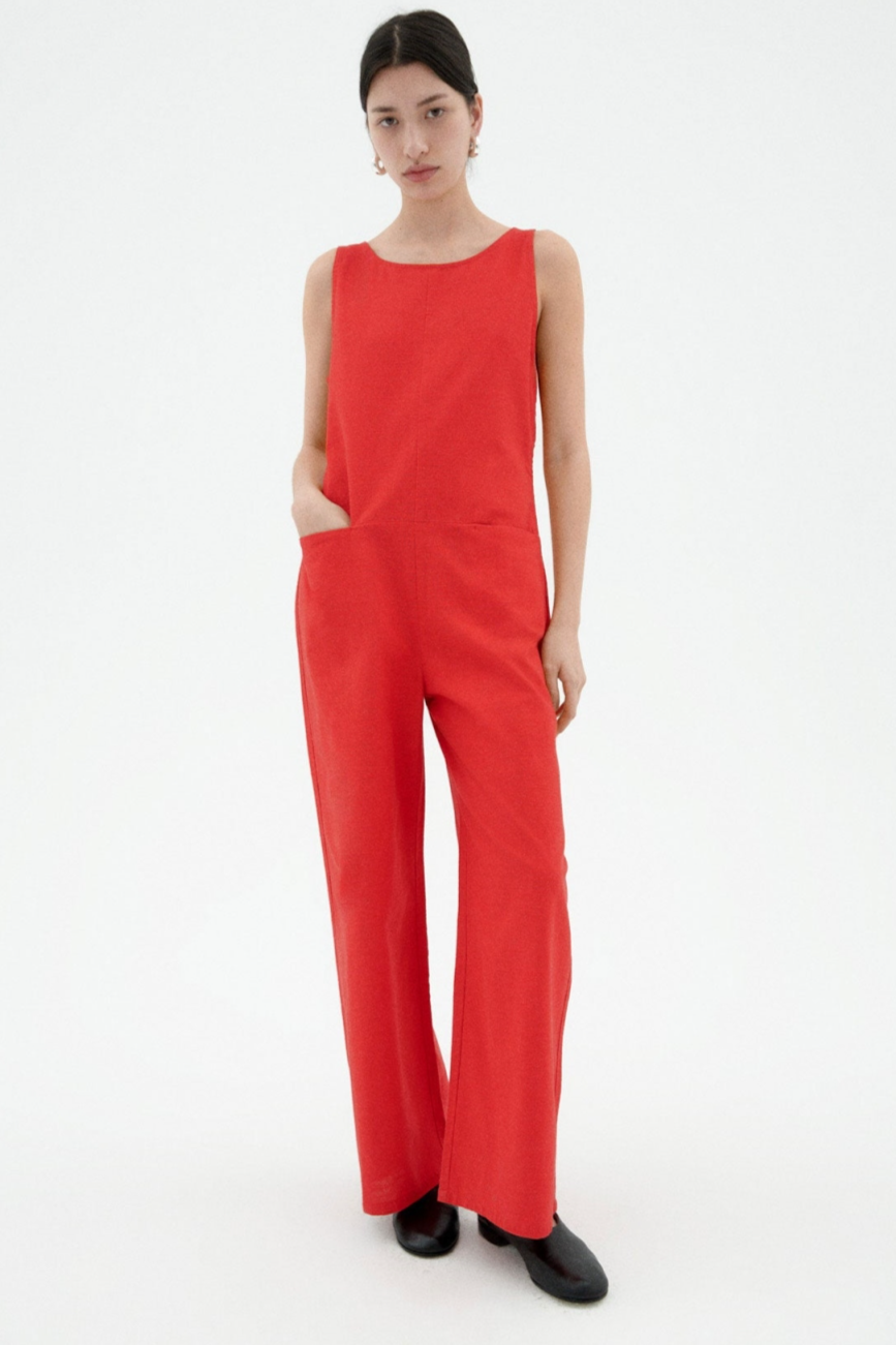 Thinking mu Damen vegan Jumpsuit Adriana Rot