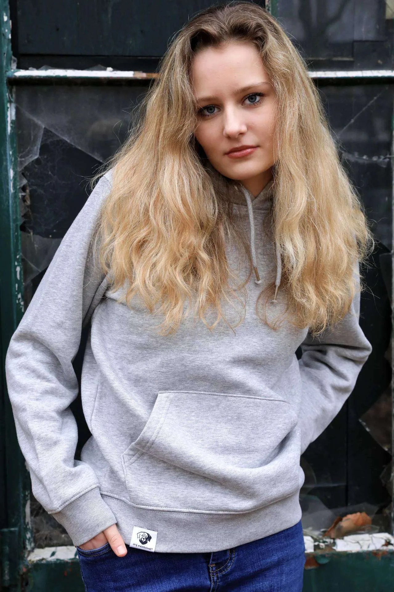 Image of IT'S PAWSOME dames vegan Hoodie Unisex Gaby Grijs