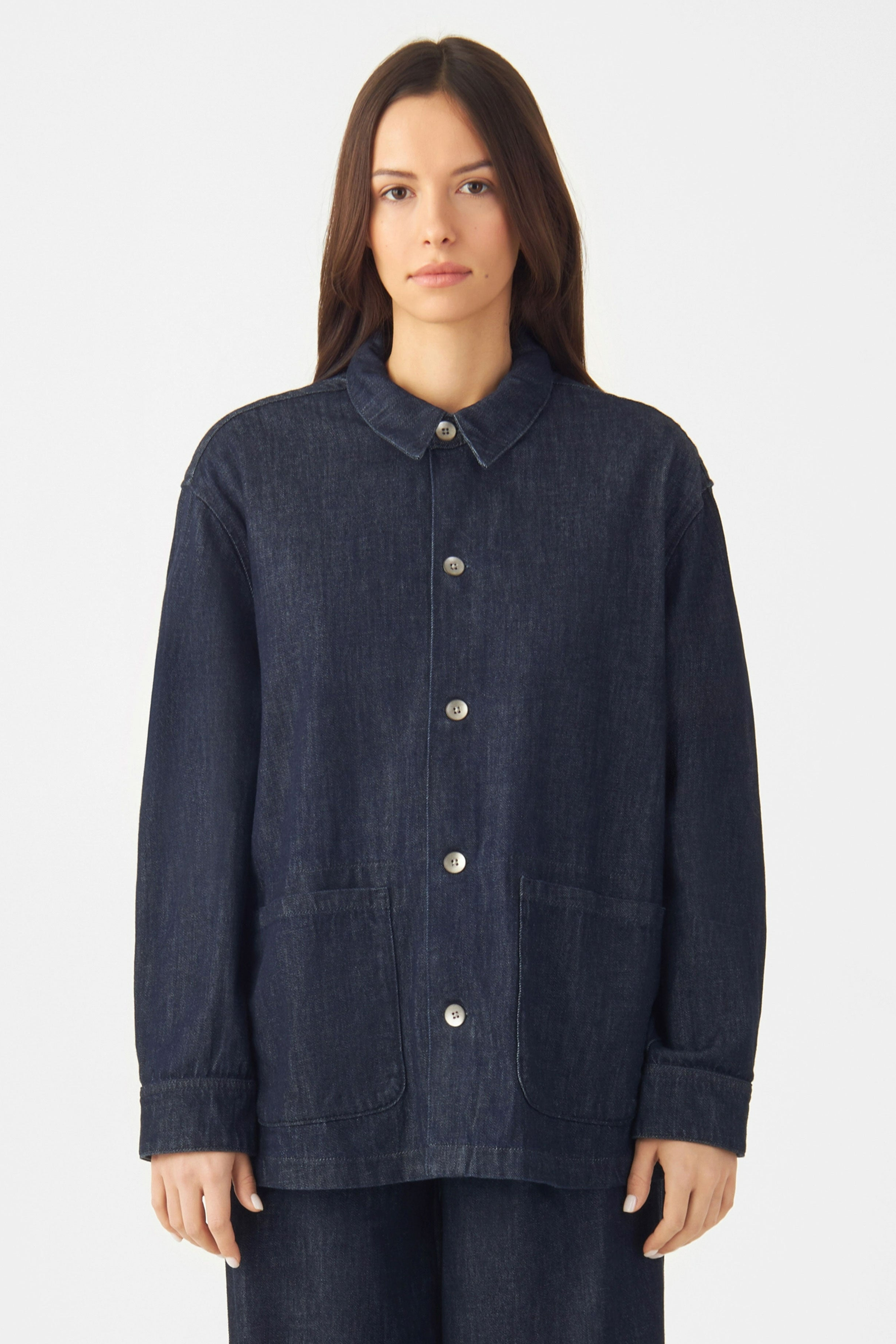 Dawn Damen vegan Jacke Sorry Shacket Blau