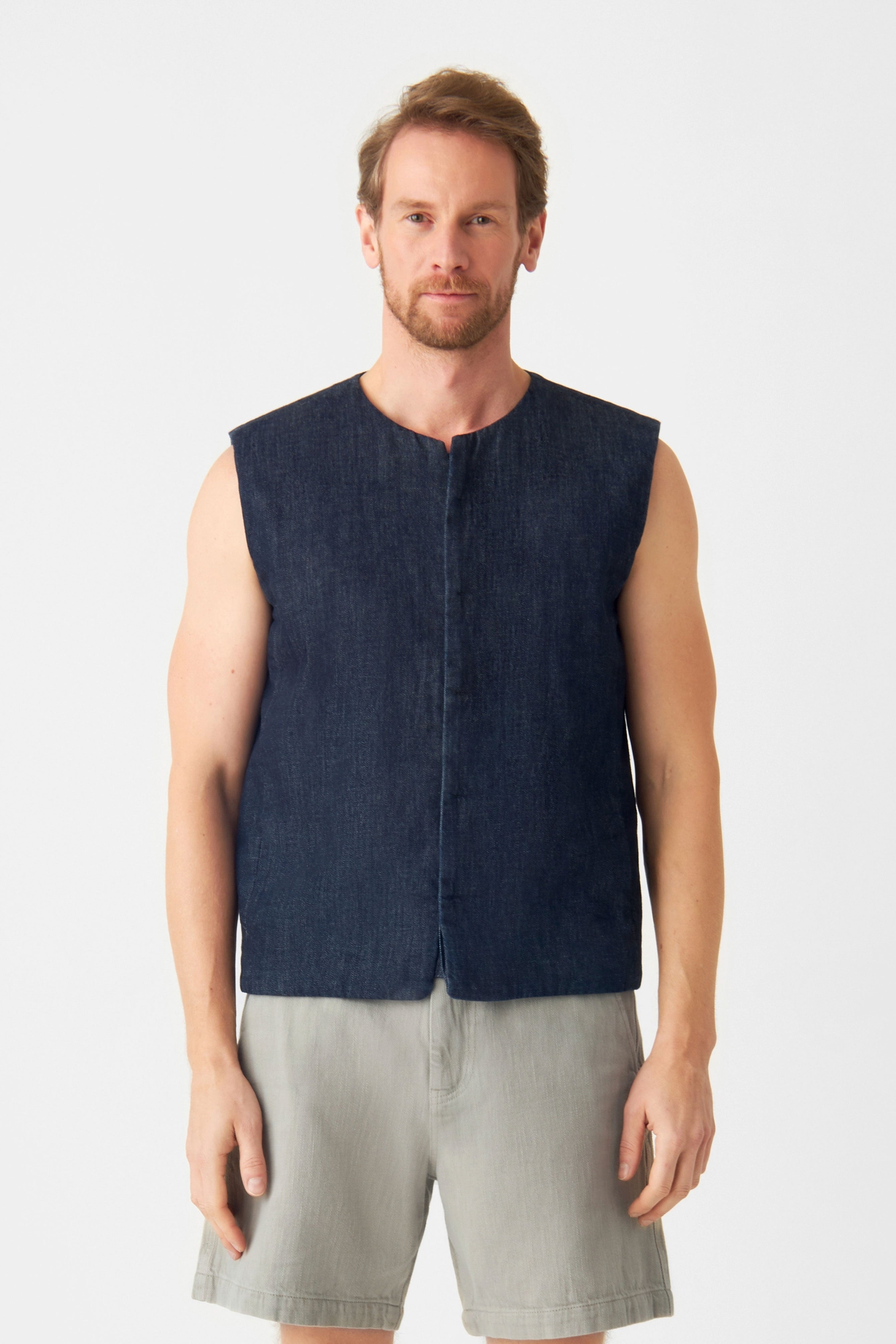 Dawn Herren vegan Weste Gepolstert Kashew Leichtgewicht Raw Blau