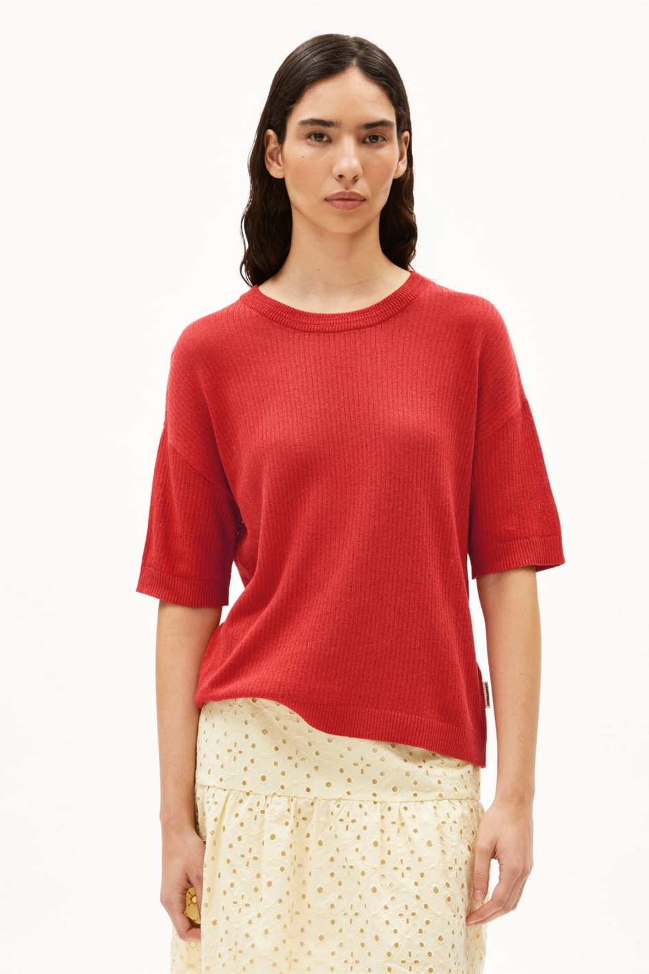 ARMEDANGELS Damen vegan T-Shirt Lizaa Lino Rot