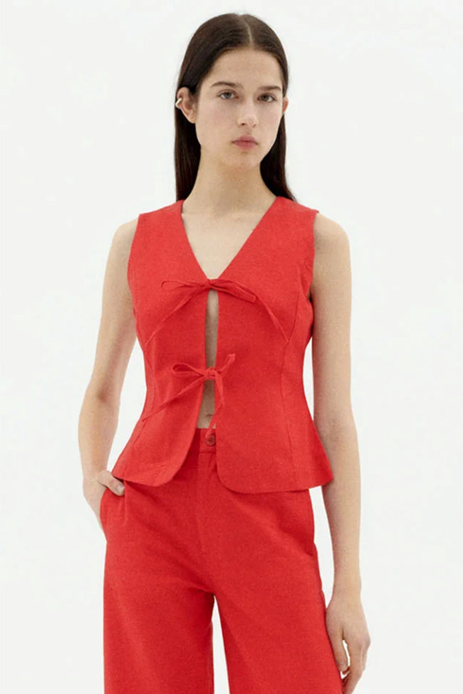 Thinking mu Damen vegan Top Elise Gilet Feurig Rot
