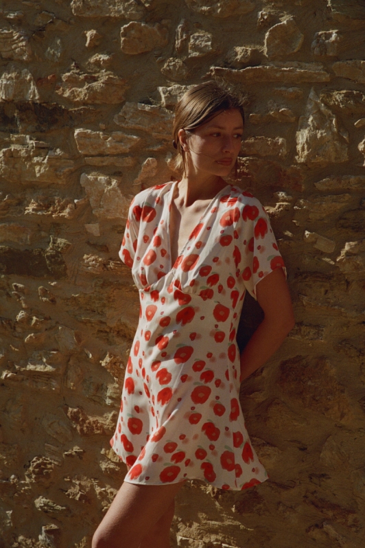 NÃ©nÃ©s Damen vegan Kleid Laura Flower Print Rot