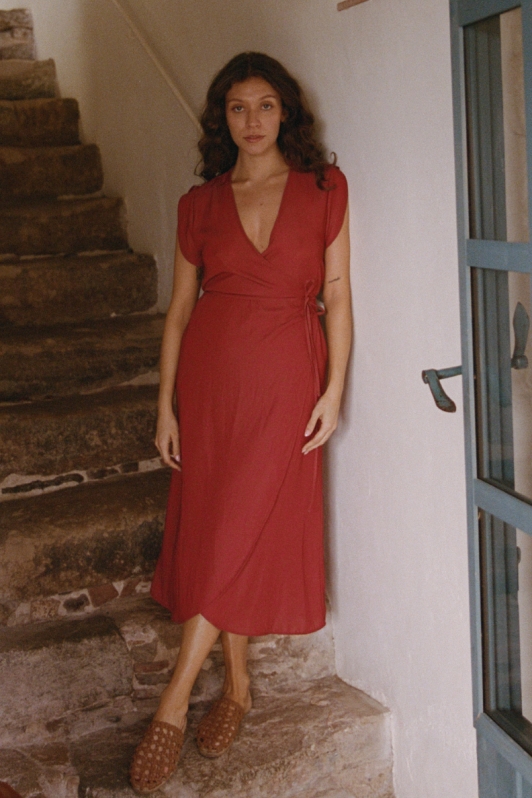 NÃ©nÃ©s Damen vegan Kleid InÃ¨s Terracotta Rot