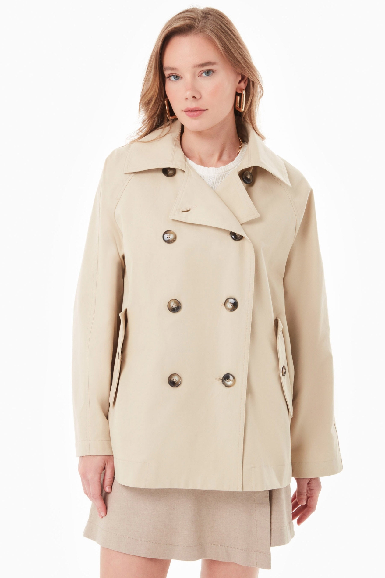 ORGANICATION Damen vegan Trenchcoat Stein