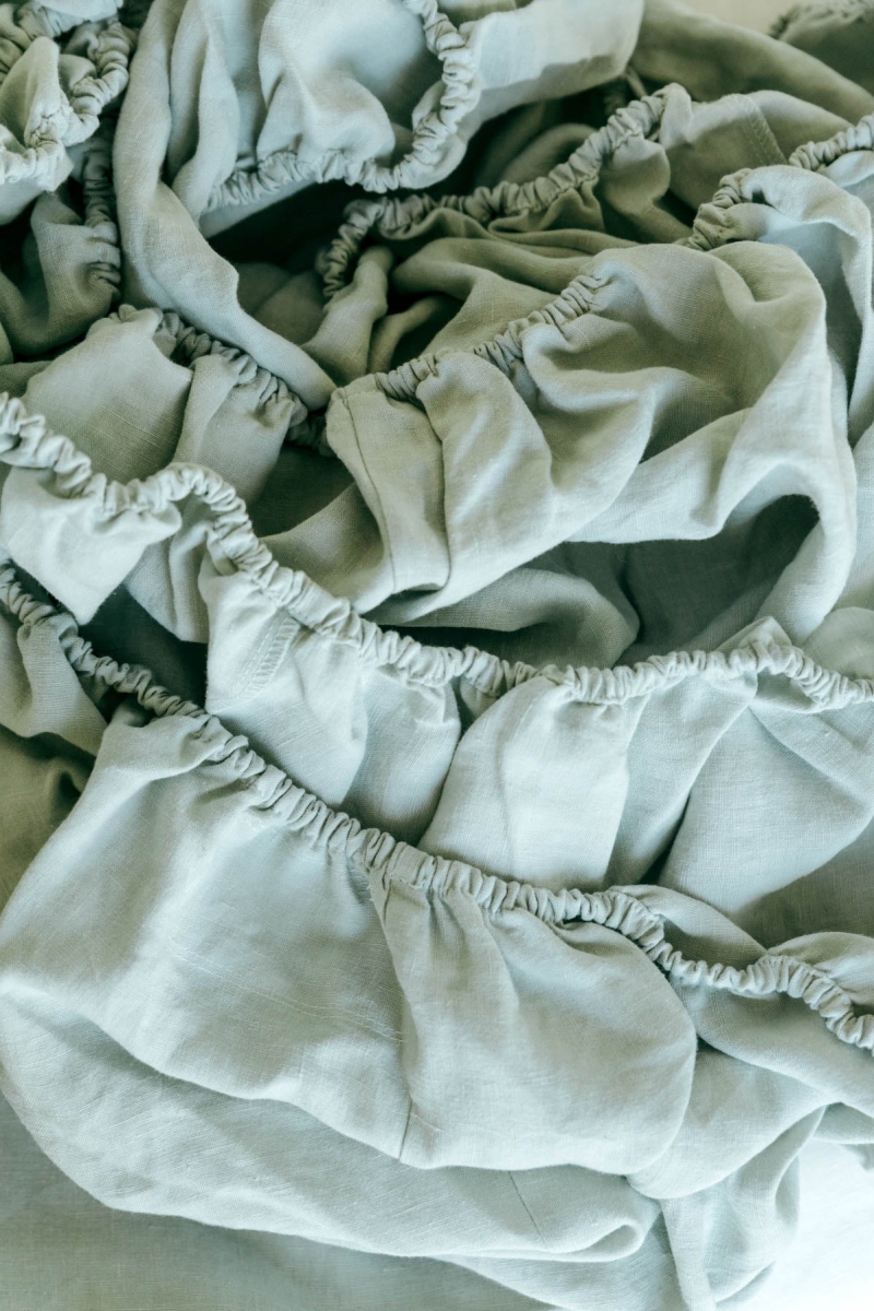 Image of AmourLinen unisex vegan Getailleerde Laken Salie Groen