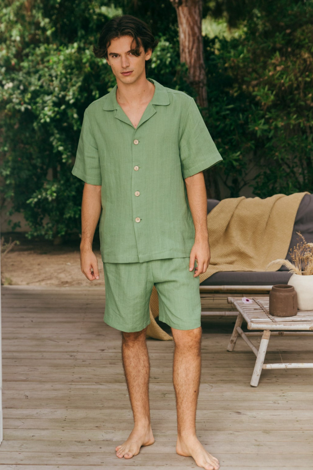 AmourLinen Herren vegan Set Loungewear Aspen Matcha Grün