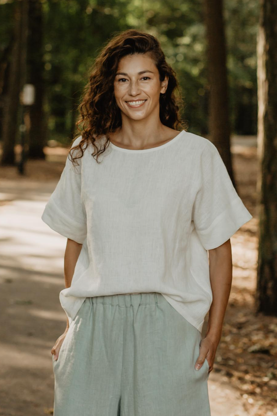 AmourLinen Damen vegan Top Porto WeiÃŸ