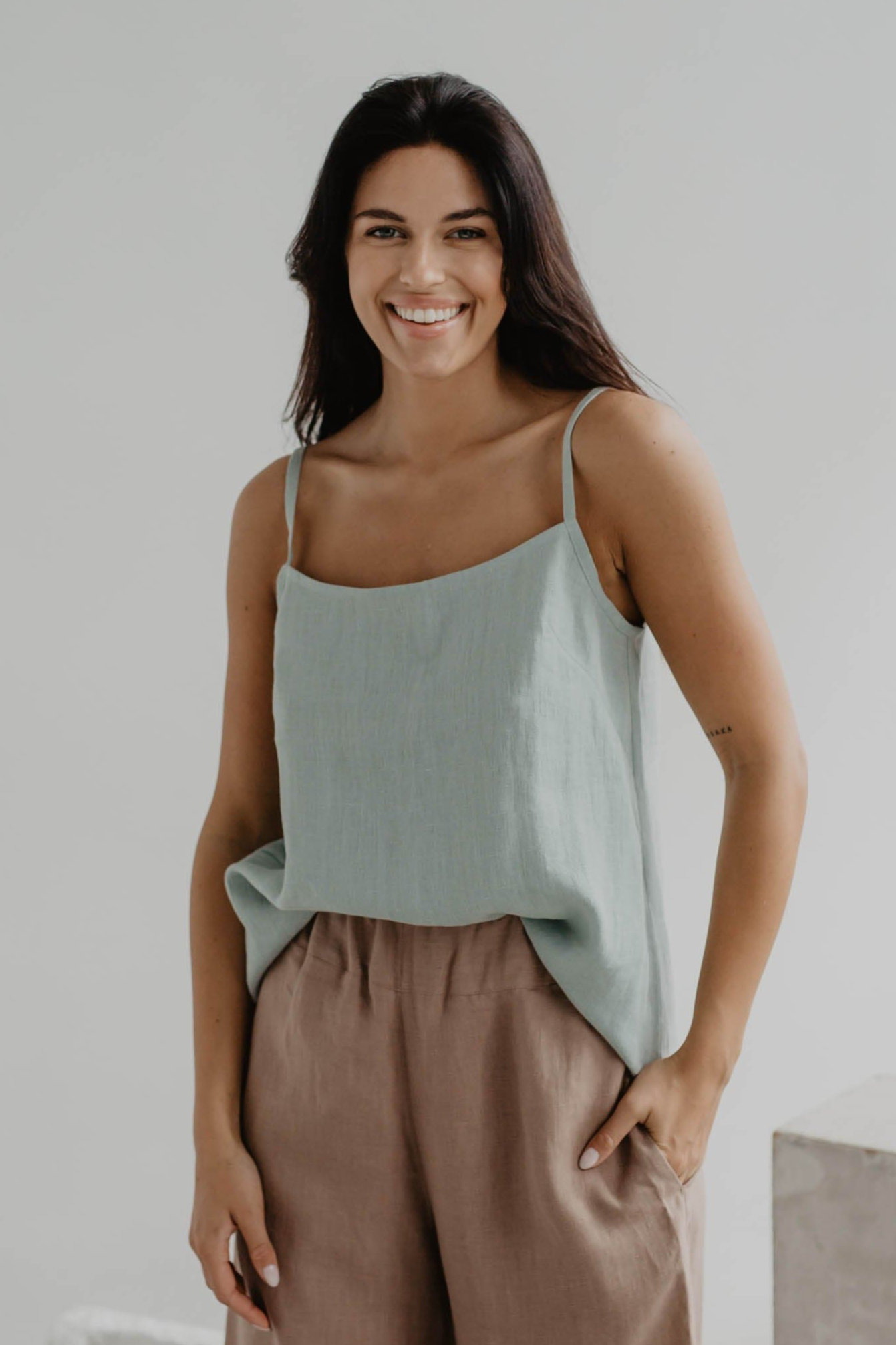 AmourLinen Damen vegan Top Hilo Salbei GrÃ¼n