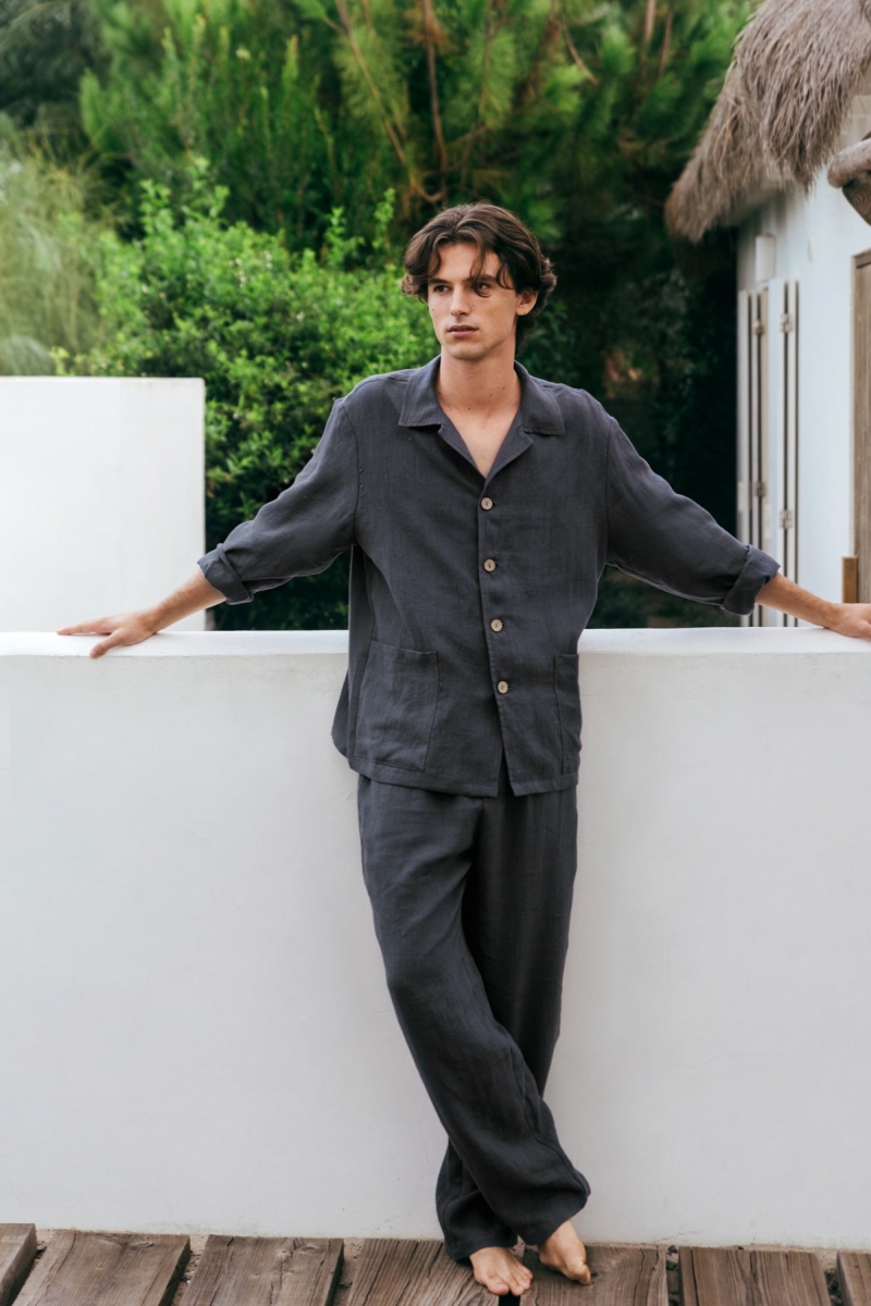 AmourLinen Herren vegan Set Loungewear Oliver Charcoal