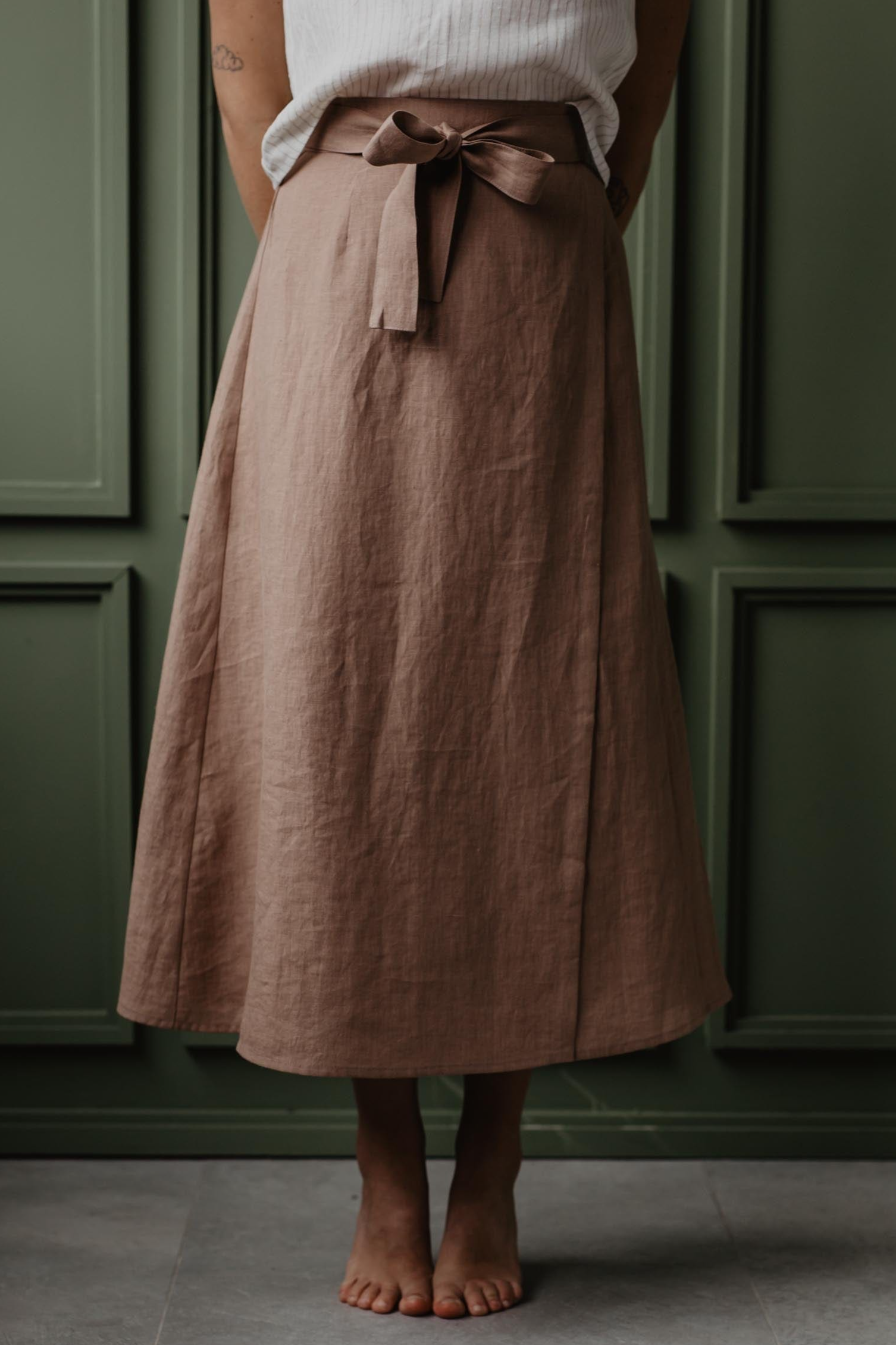 AmourLinen Damen vegan Wickelrock Iris Rosy Brown