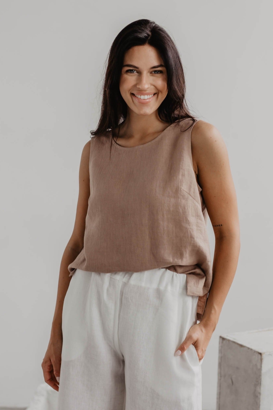 AmourLinen Damen vegan Top Classical Colette Rosy Brown