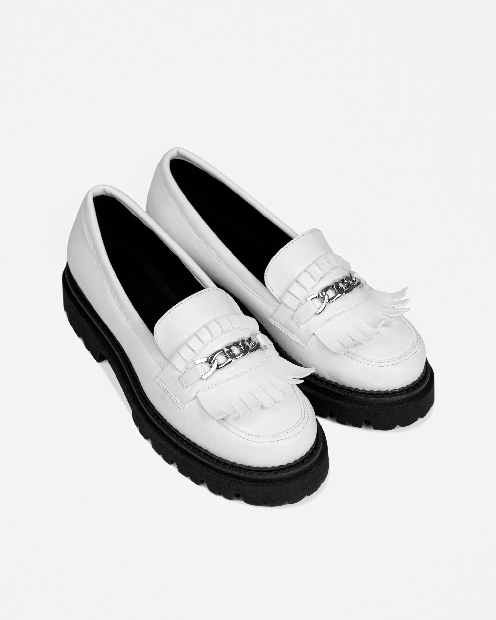 BOHEMA womens vegan Loafers Chunky White