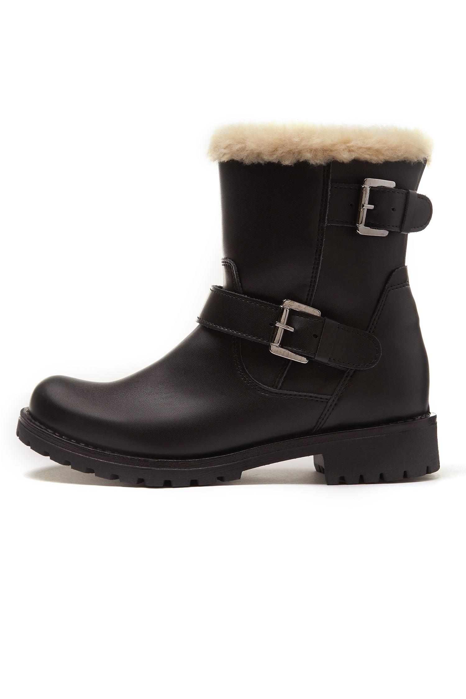 Image of Will's Vegan Store dames vegan GeÃ¯soleerde Biker Boots Zwart