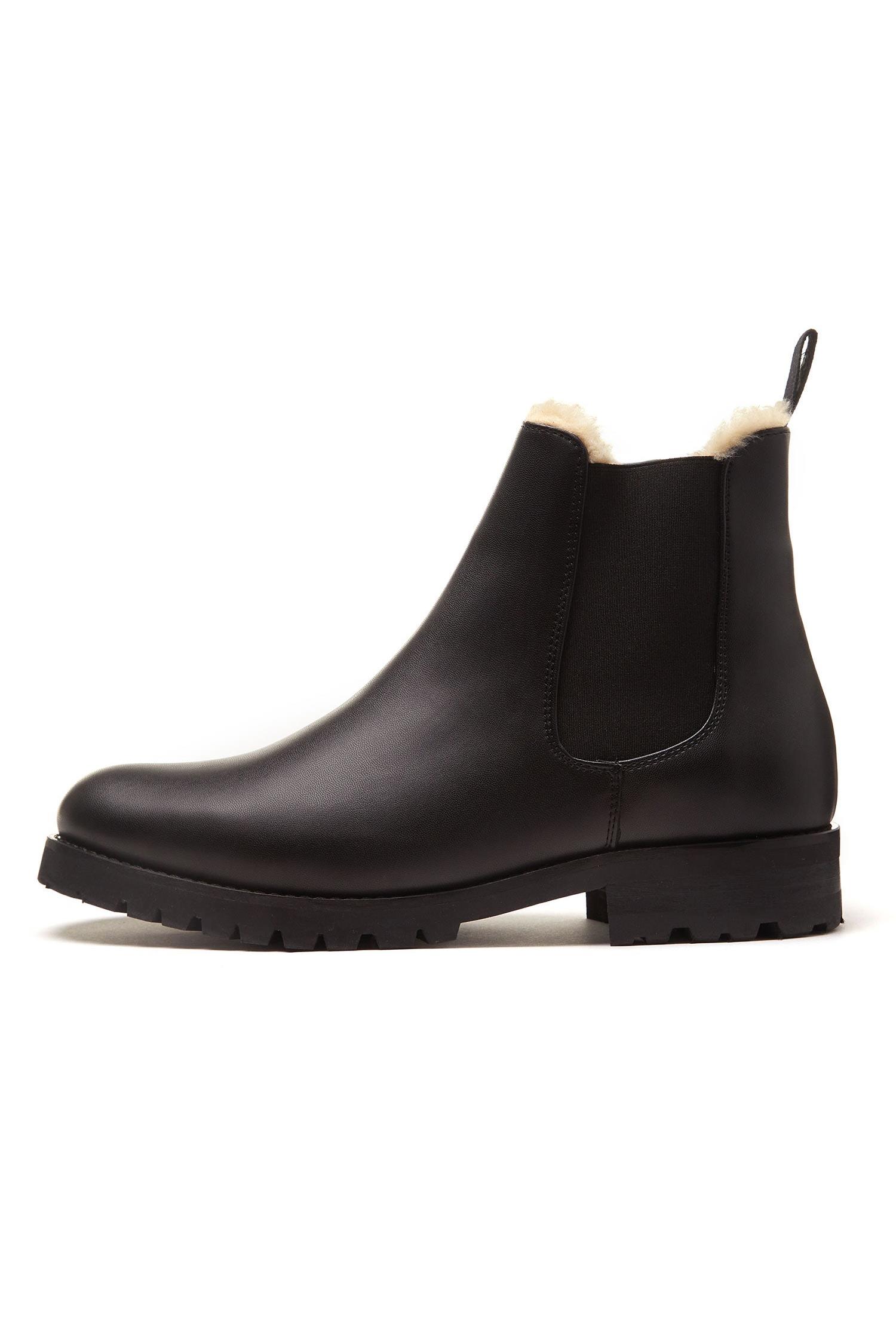 Will's Vegan Store Herren vegan Luxe Isolierte Deep Tread Chelsea Boots Schwarz