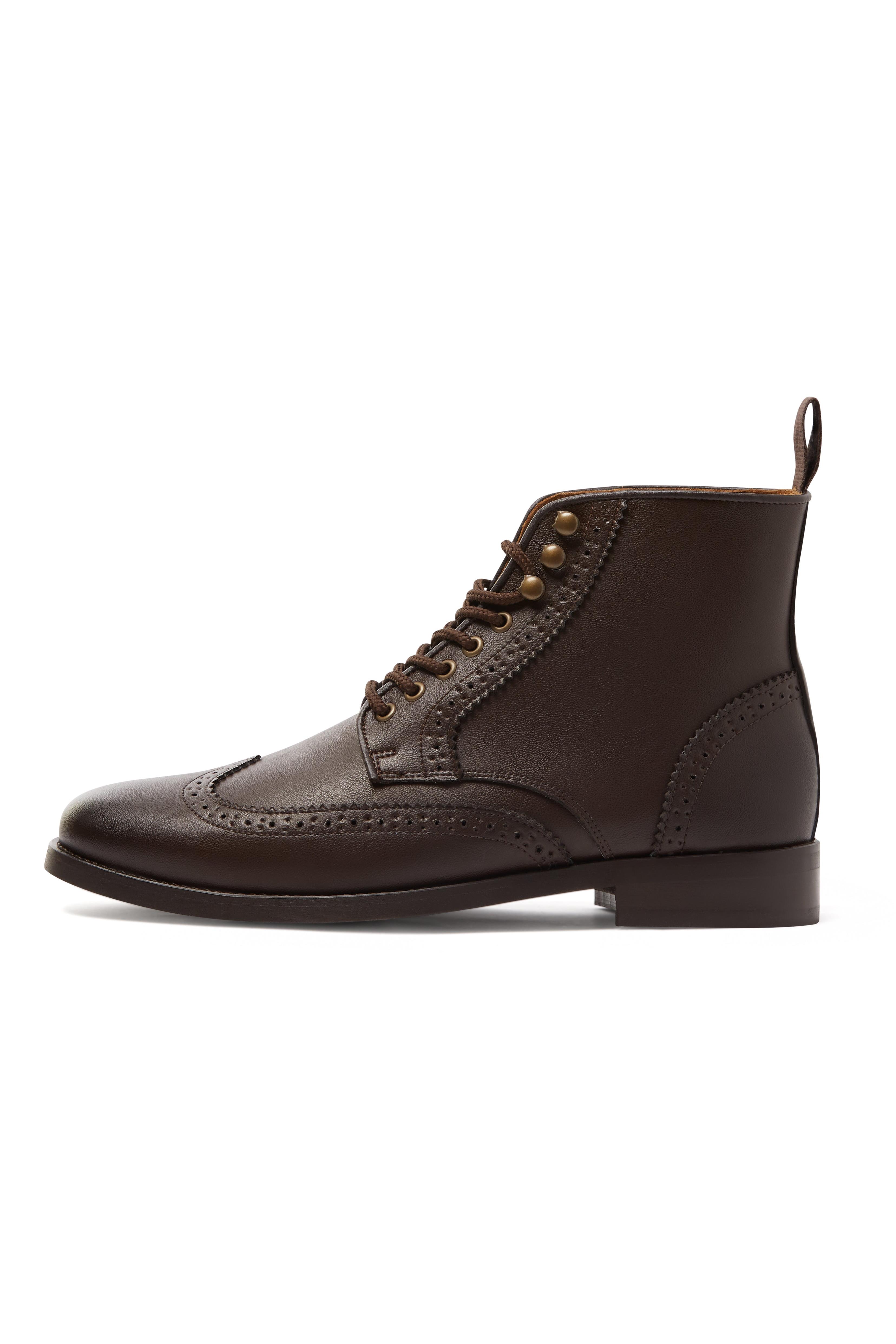 Image of Will's Vegan Store mannen vegan Brogue Laarzen Donkerbruin