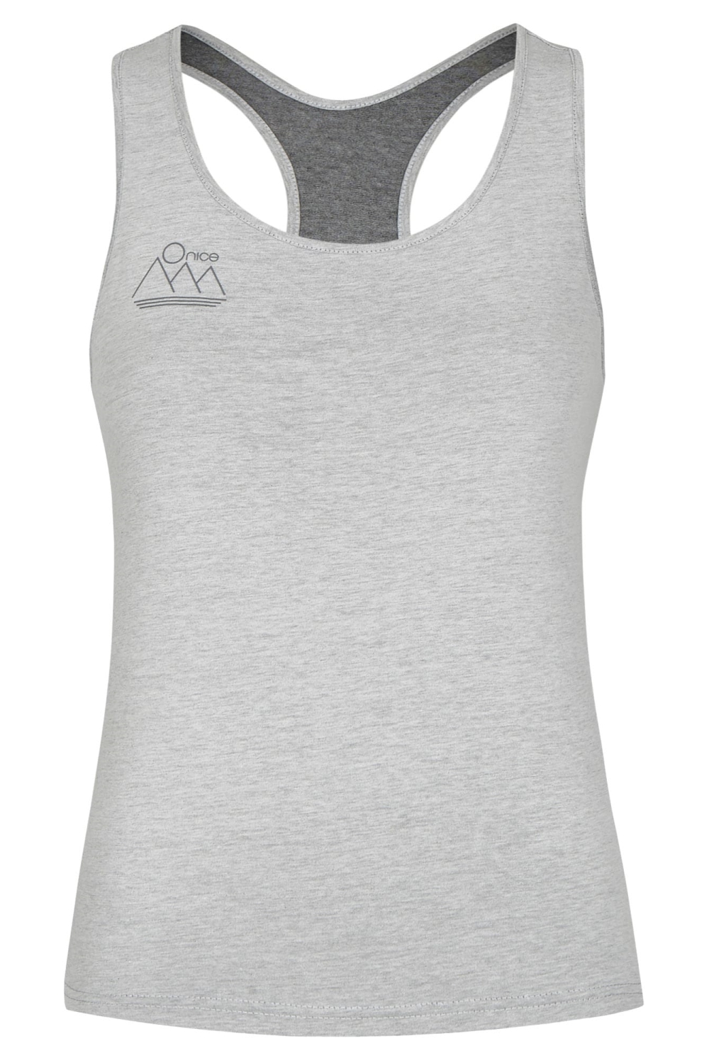 nice to meet me womens vegan Racerback Top Grey Melange