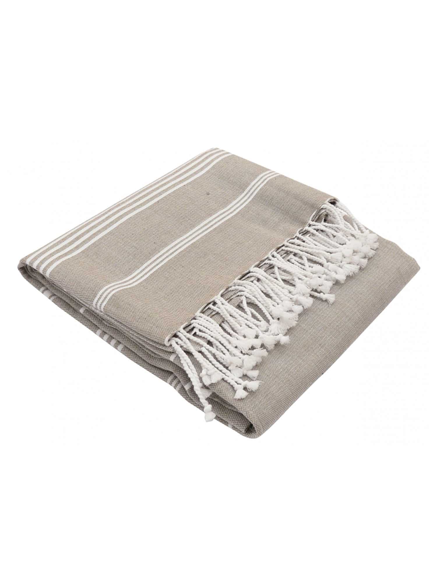 nice to meet me unisex vegan Fouta Hammam White And Taupe