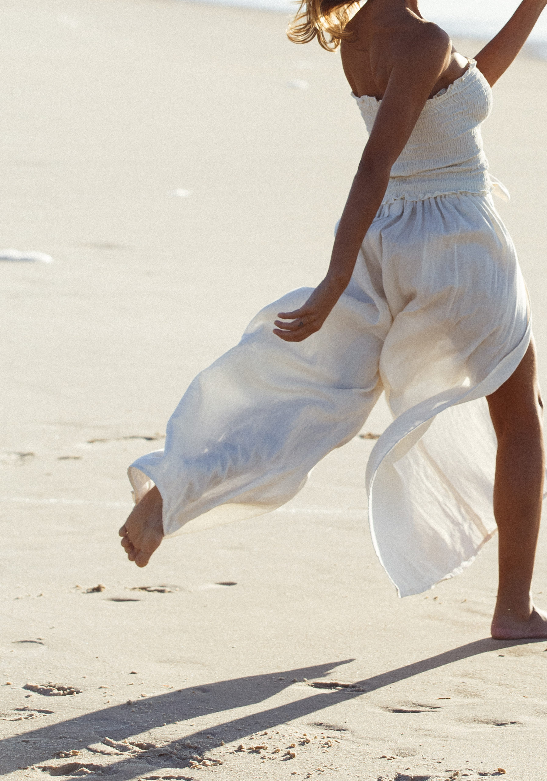 Vanilla Sand womens vegan Flared Trousers Habana White
