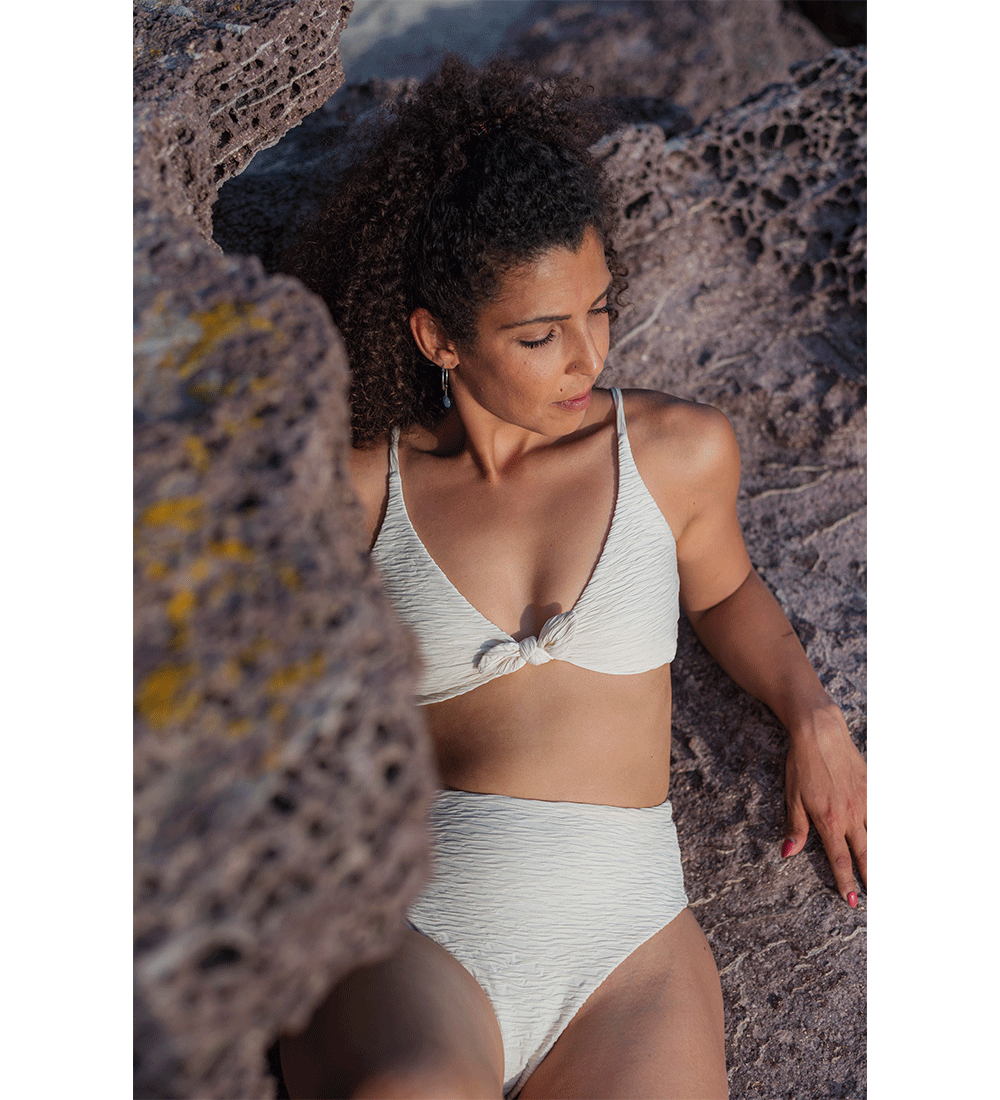 Anekdot womens vegan Jacquard Leona + Skyline High Bikini Set Off White