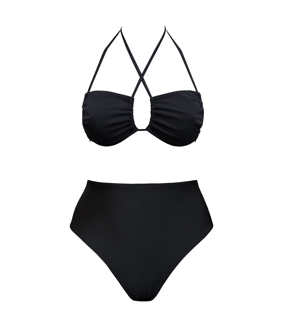Anekdot womens vegan Low Versatile + Skyline High Bikini Set Black