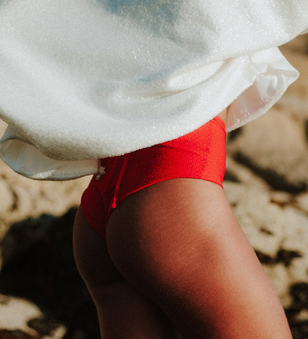 58896 - Damen vegan Vielseitiges + Core High Bikini Set Geranium Rot