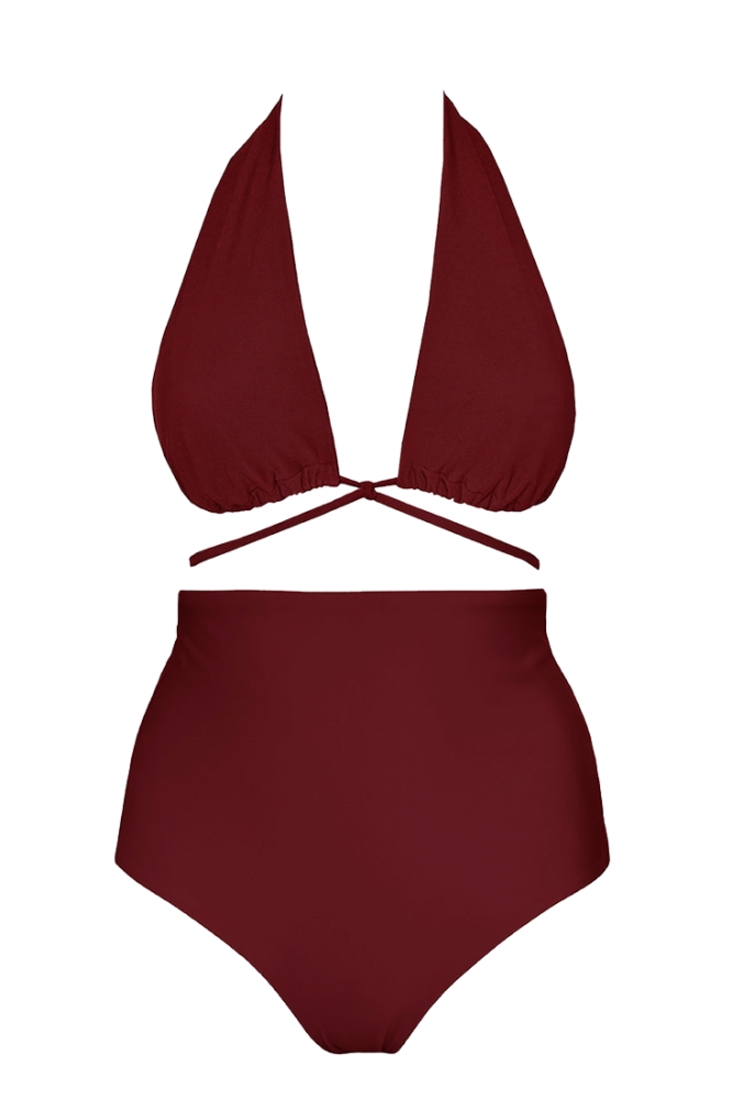 Image of Anekdot dames vegan Versatile + Core High Bikini Set Merlot Rood