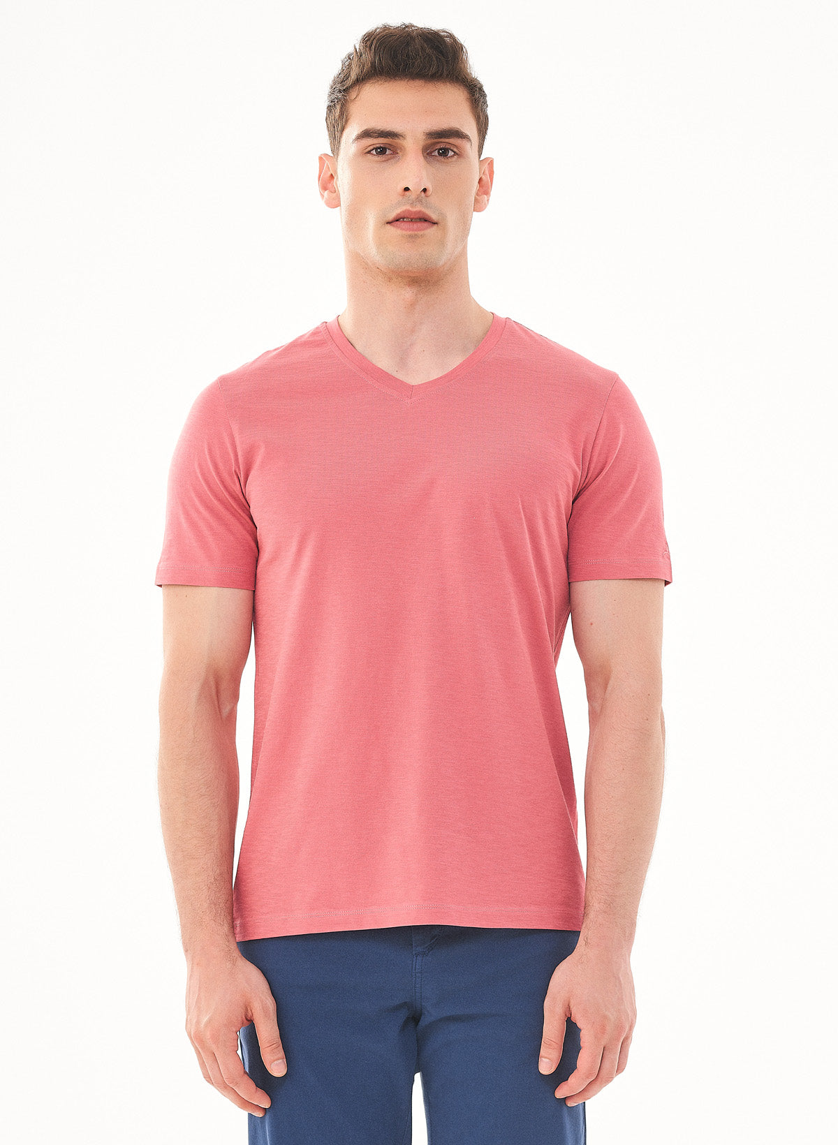 ORGANICATION Basic V-Neck T-Shirt Desert Rose