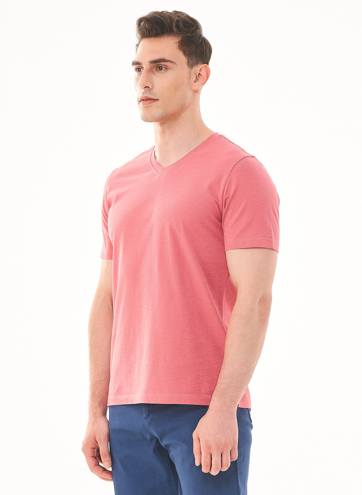 ORGANICATION Basic V-Neck T-Shirt Desert Rose